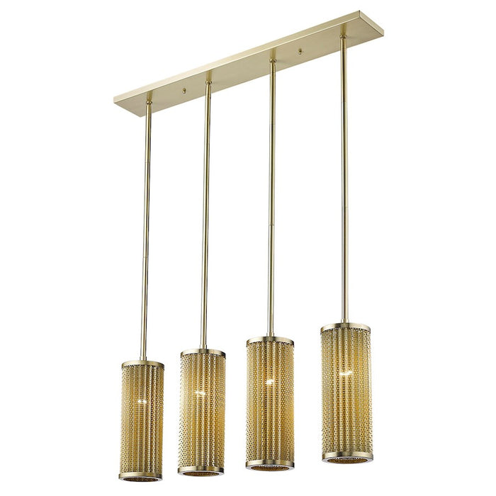 Acclaim Basetti 4 Light Pendant, Gold/Gold Cylindrical Shape