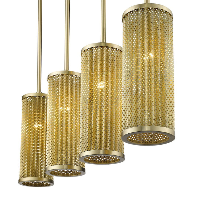 Acclaim Basetti 4 Light Pendant, Gold/Gold Cylindrical Shape