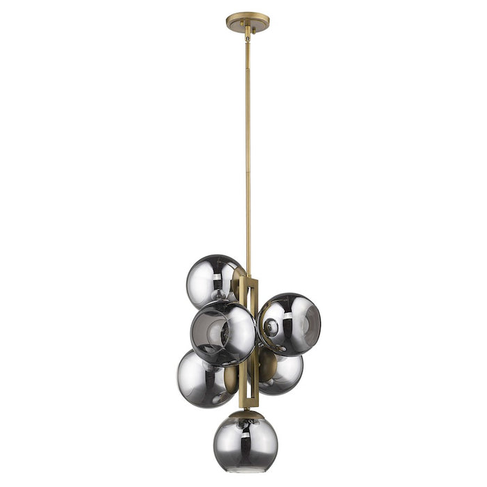 Acclaim Lunette 6 Light Pendant, Brass/Smoke Glass Globes