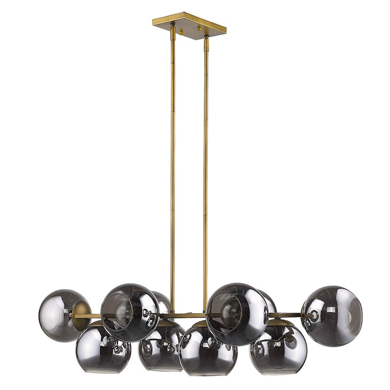 Acclaim Lunette 10 Light Island, Brass/Smoke Glass Globes