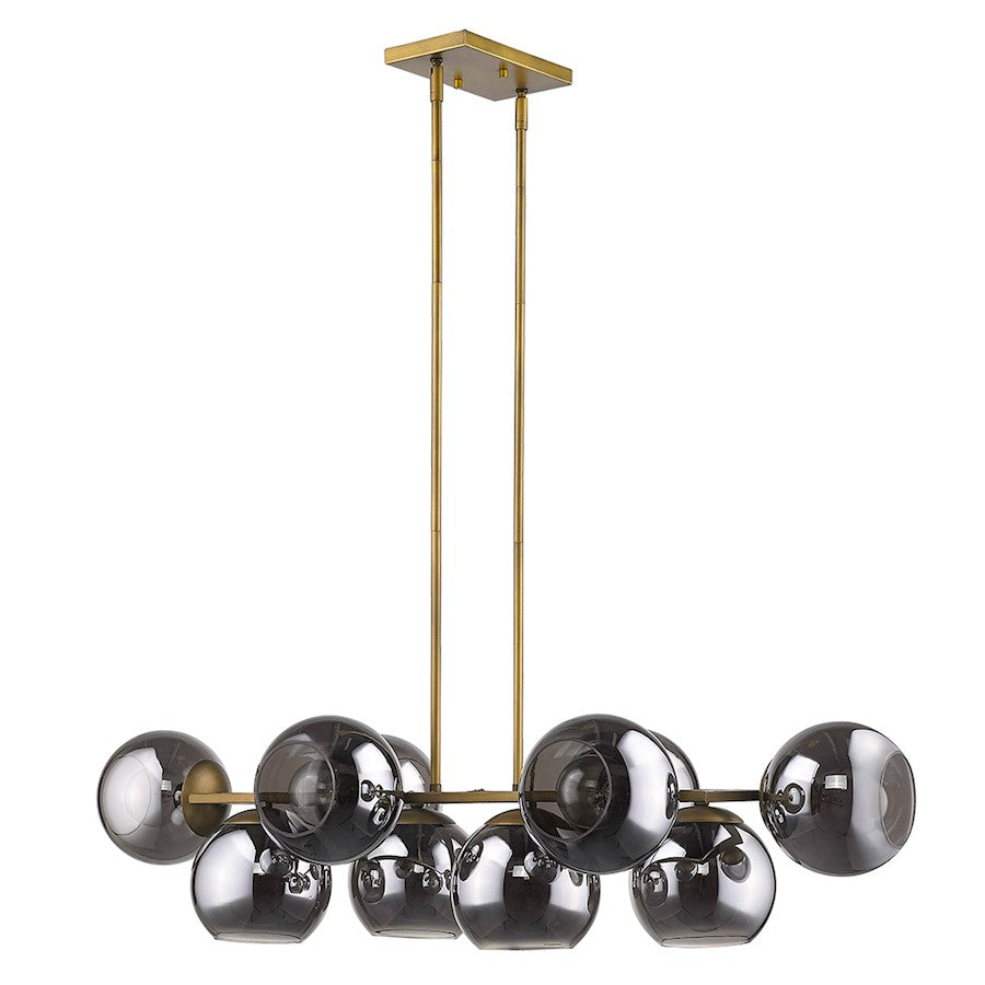 Acclaim Lunette 10 Light Island, Brass/Smoke Glass Globes