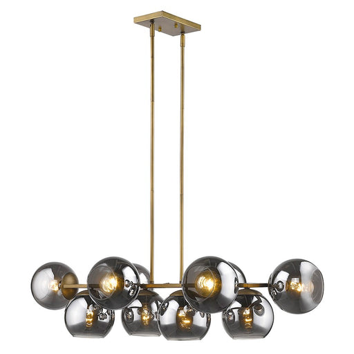 Acclaim Lunette 10 Light Island, Brass/Smoke Glass Globes