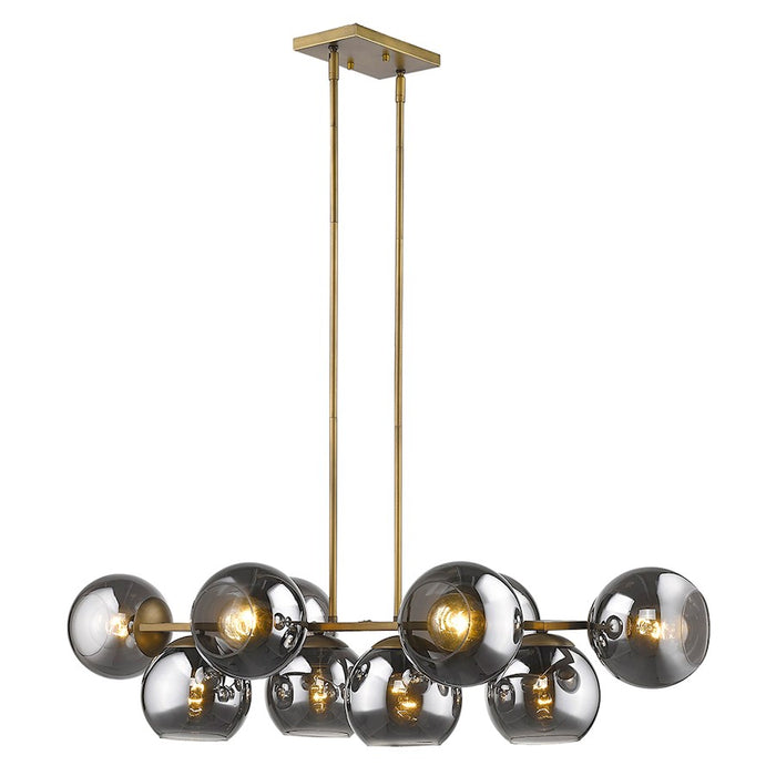 Acclaim Lunette 10 Light Island, Brass/Smoke Glass Globes
