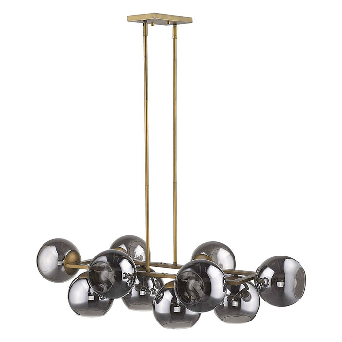 Acclaim Lunette 10 Light Island, Brass/Smoke Glass Globes