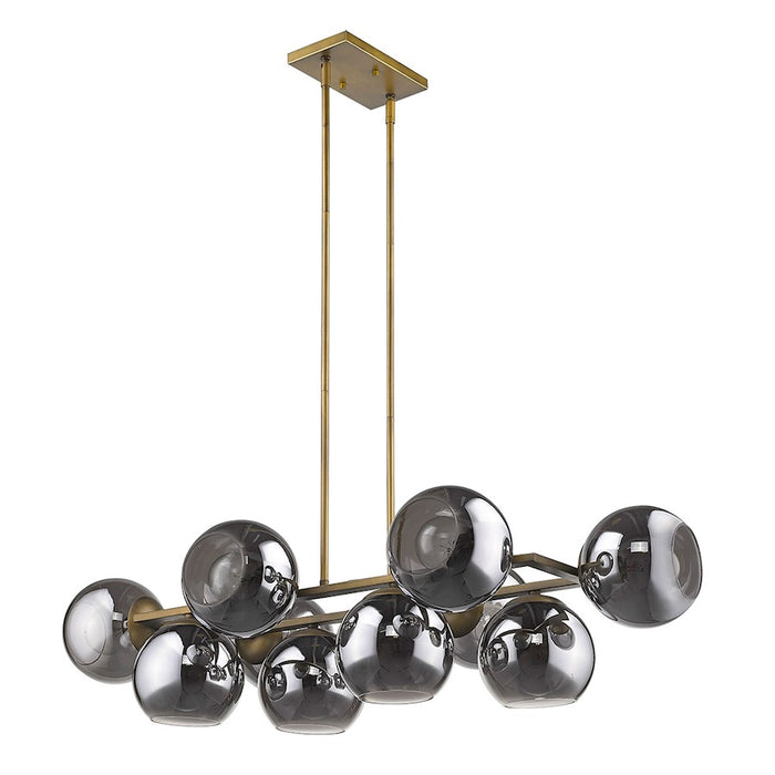 Acclaim Lunette 10 Light Island, Brass/Smoke Glass Globes