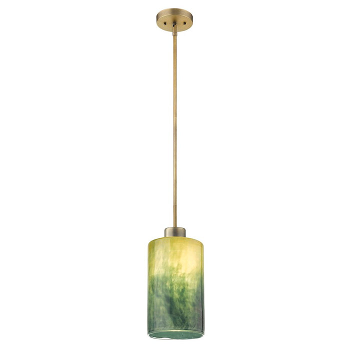 Acclaim Monet Pendant, Brass/Blue/Gold Cylindrical Glass