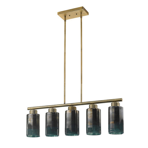 Acclaim Monet 5 Light Pendant, Brass/Blue/Gold Cylindrical
