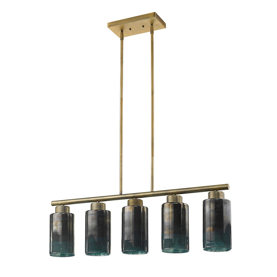 Acclaim Monet 5 Light Pendant, Brass/Blue/Gold Cylindrical