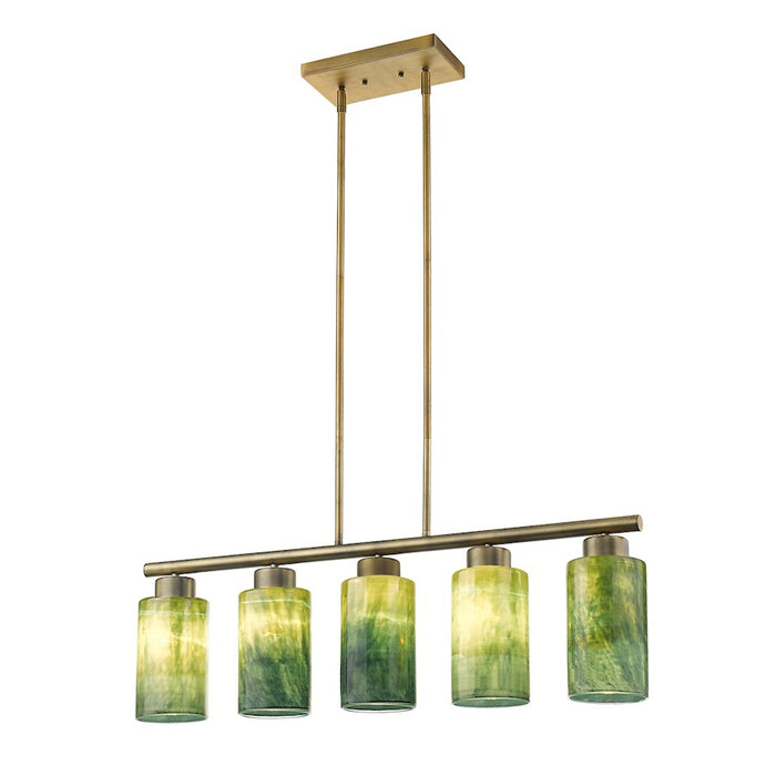 Acclaim Monet 5 Light Pendant, Brass/Blue/Gold Cylindrical