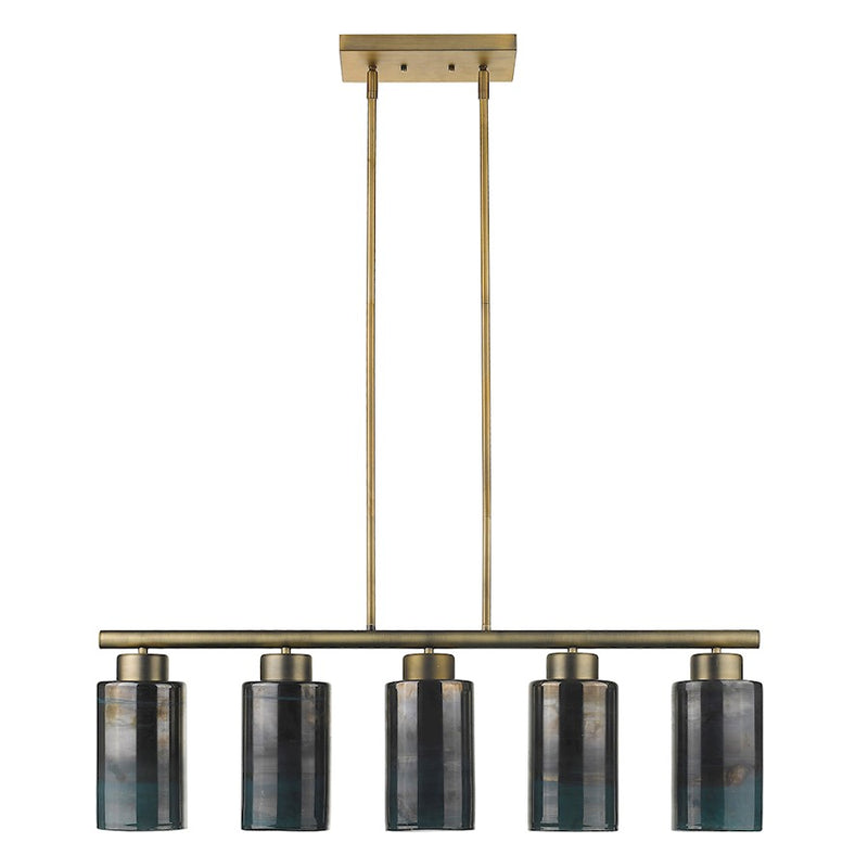 Acclaim Monet 5 Light Pendant, Brass/Blue/Gold Cylindrical
