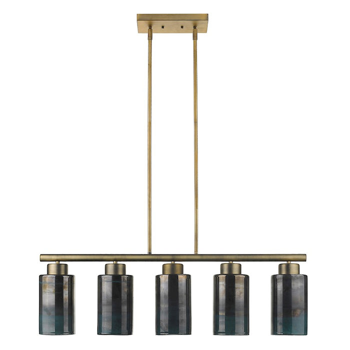 Acclaim Monet 5 Light Pendant, Brass/Blue/Gold Cylindrical