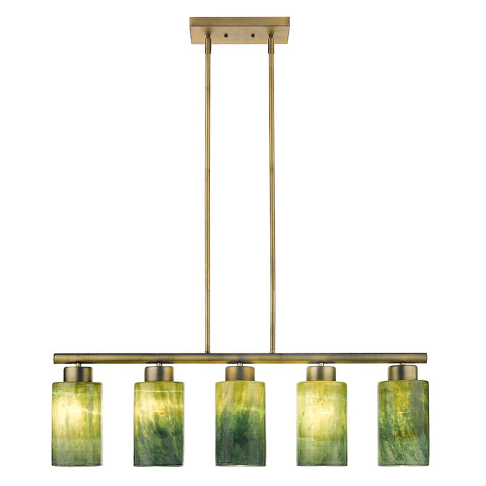 Acclaim Monet 5 Light Pendant, Brass/Blue/Gold Cylindrical