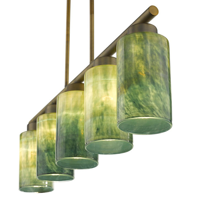 Acclaim Monet 5 Light Pendant, Brass/Blue/Gold Cylindrical