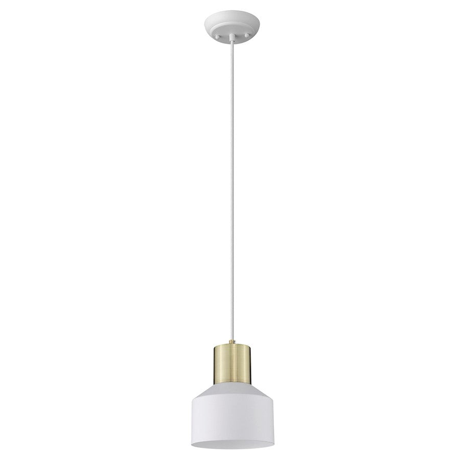 Acclaim Ingo 1 Light Pendant, White/White Metal Drum