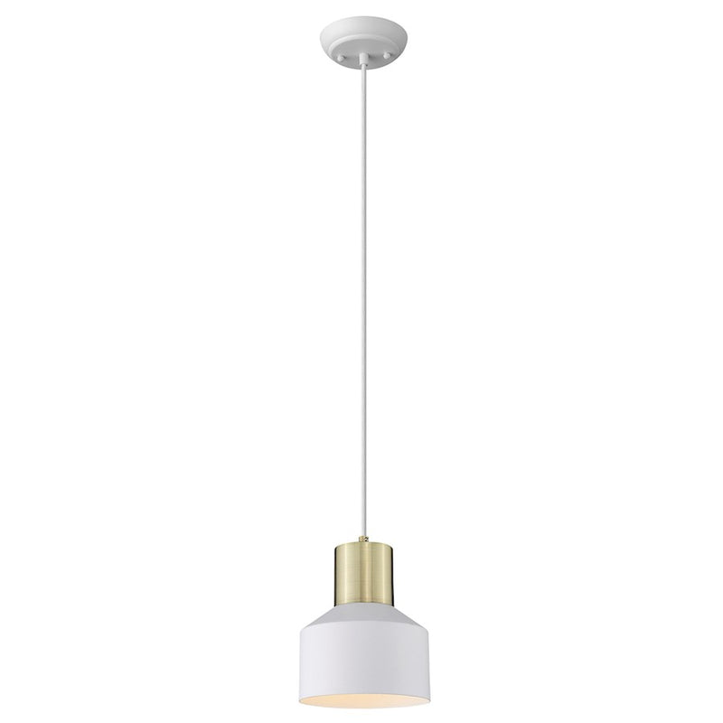 Acclaim Ingo 1 Light Pendant, White/White Metal Drum