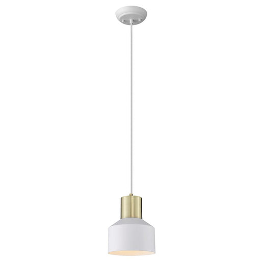 Acclaim Ingo 1 Light Pendant, White/White Metal Drum