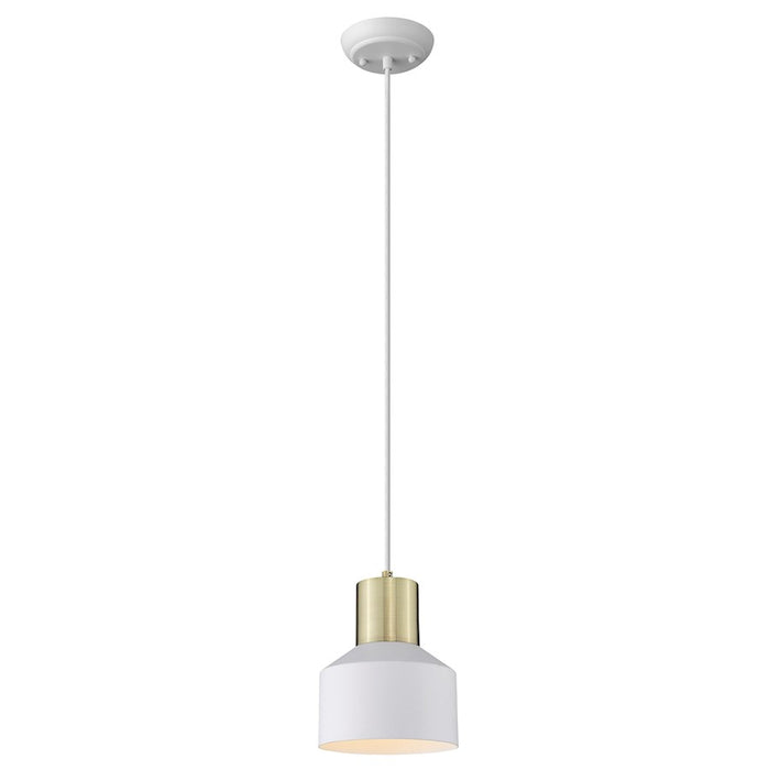 Acclaim Ingo 1 Light Pendant, White/White Metal Drum