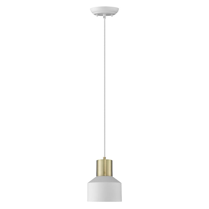 Acclaim Ingo 1 Light Pendant, White/White Metal Drum