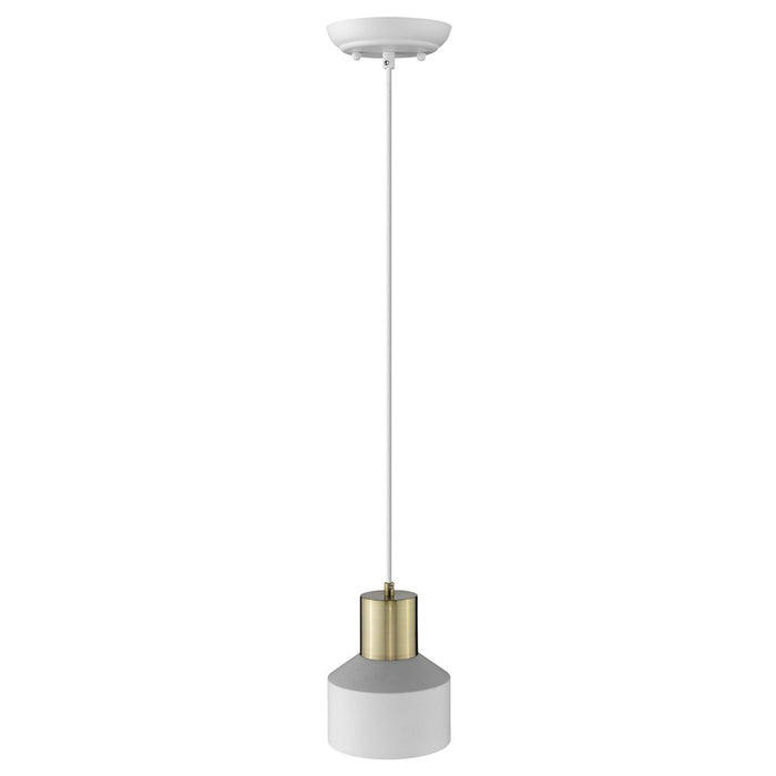 Acclaim Ingo 1 Light Pendant, White/White Metal Drum