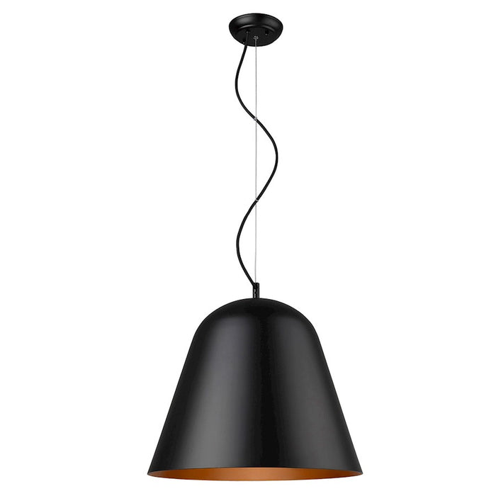 Acclaim Knell Pendant, Black/Black Metal Cone Shape/Copper