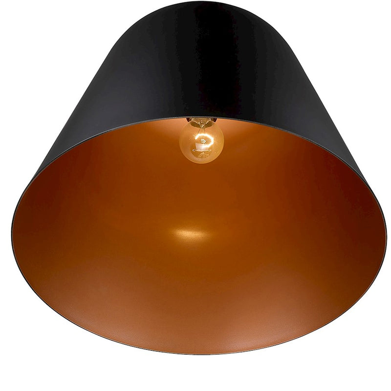 Acclaim Knell Pendant, Black/Black Metal Cone Shape/Copper