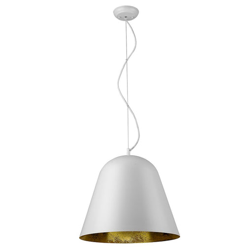 Acclaim Knell Pendant, White/White Metal Cone Shape/Gold Leaf