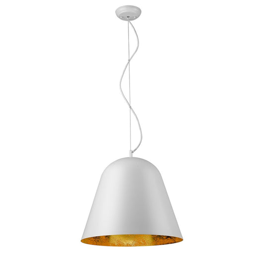 Acclaim Knell Pendant, White/White Metal Cone Shape/Gold Leaf