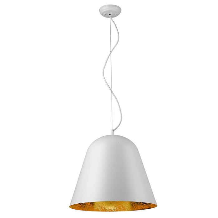 Acclaim Knell Pendant, White/White Metal Cone Shape/Gold Leaf