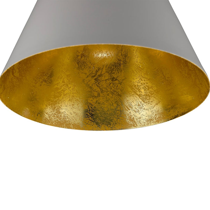 Acclaim Knell Pendant, White/White Metal Cone Shape/Gold Leaf
