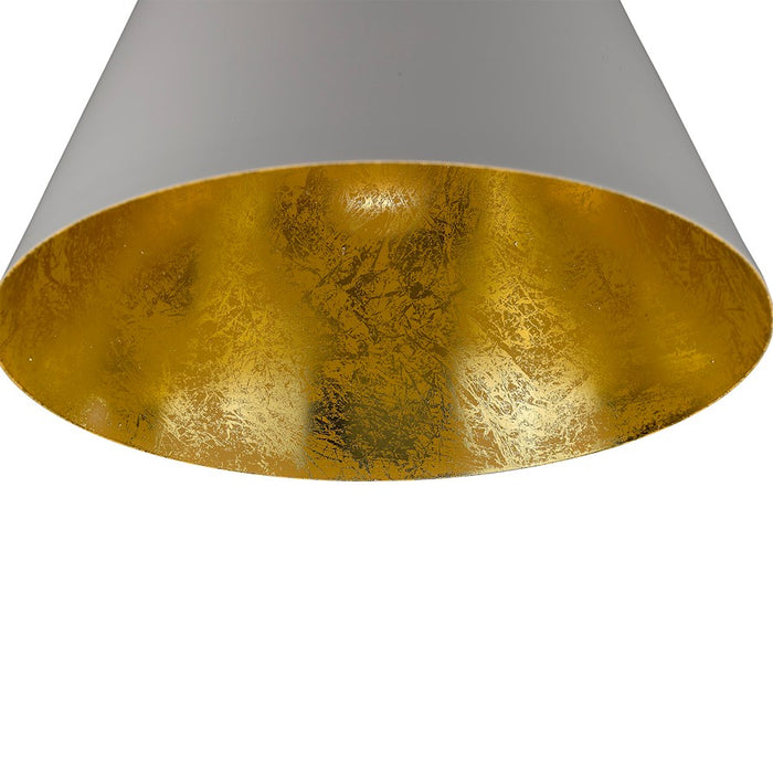 Acclaim Knell Pendant, White/White Metal Cone Shape/Gold Leaf