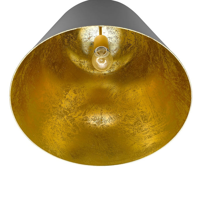 Acclaim Knell Pendant, White/White Metal Cone Shape/Gold Leaf