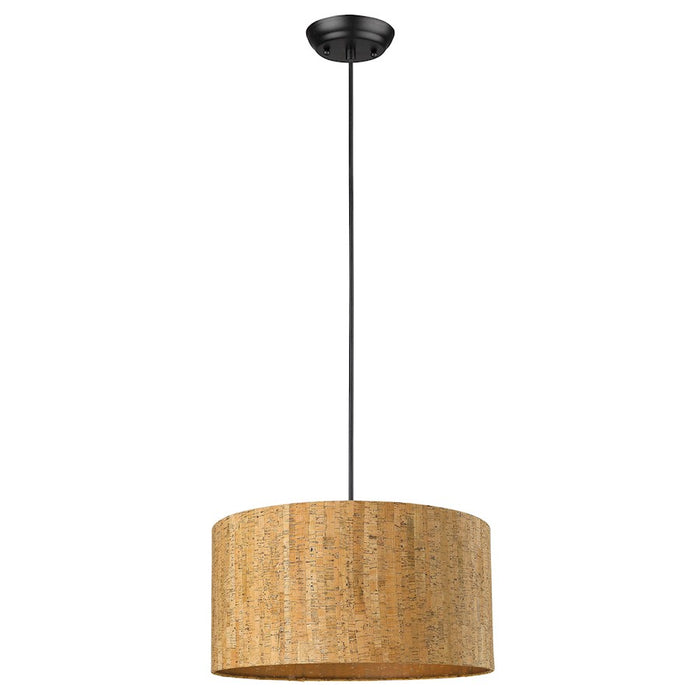 Acclaim Lisbon 1 Light Pendant, Matte Black/Cork Drum