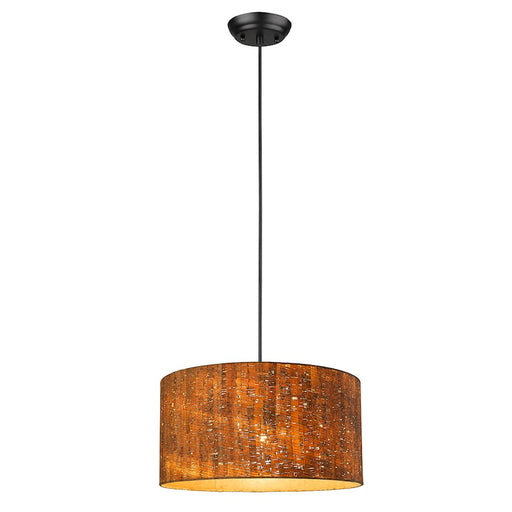 Acclaim Lisbon 1 Light Pendant, Matte Black/Cork Drum