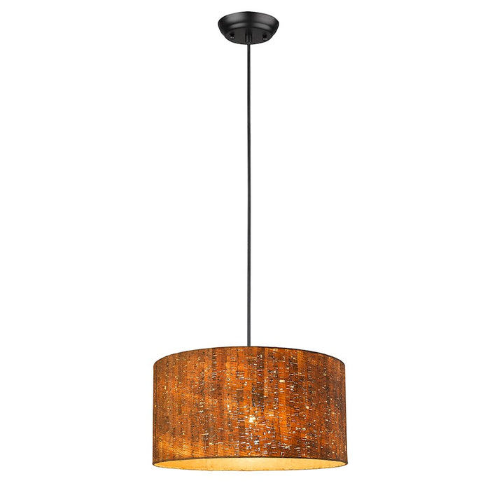 Acclaim Lisbon 1 Light Pendant, Matte Black/Cork Drum
