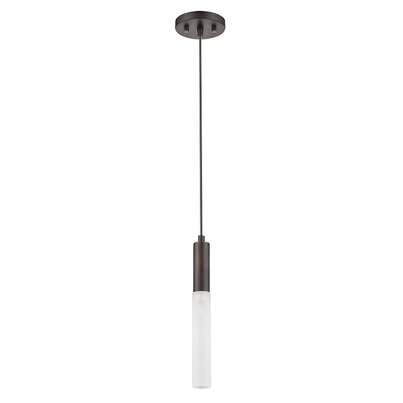 Acclaim Cavaletto 1 Light Pendant, Bronze/Frosted Glass