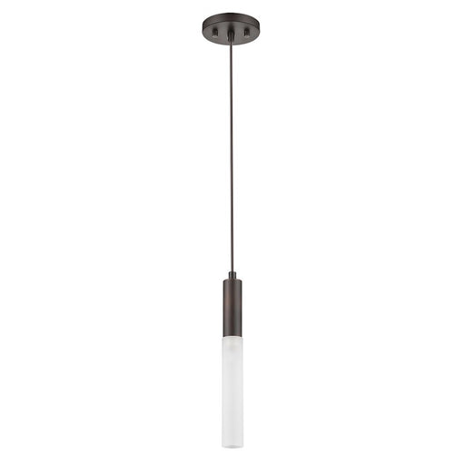 Acclaim Cavaletto 1 Light Pendant, Bronze/Frosted Glass
