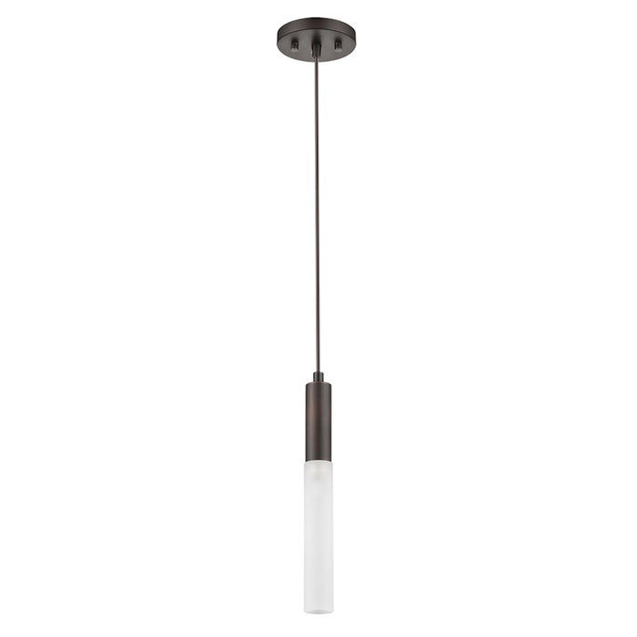 Acclaim Cavaletto 1 Light Pendant, Bronze/Frosted Glass