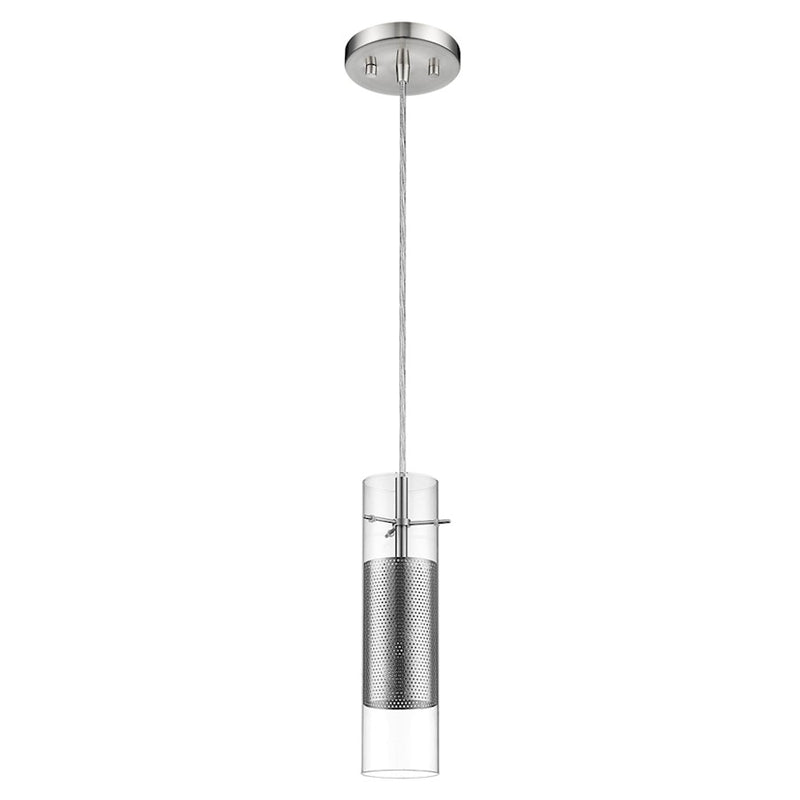 Acclaim Scope 1 Light Pendant, Brushed Nickel/Clear Glass/Mesh