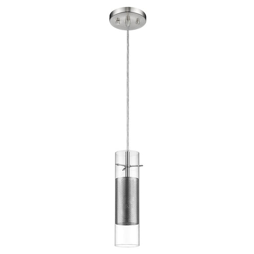 Acclaim Scope 1 Light Pendant, Brushed Nickel/Clear Glass/Mesh