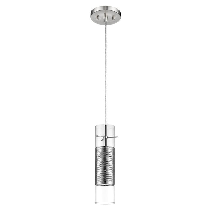 Acclaim Scope 1 Light Pendant, Brushed Nickel/Clear Glass/Mesh
