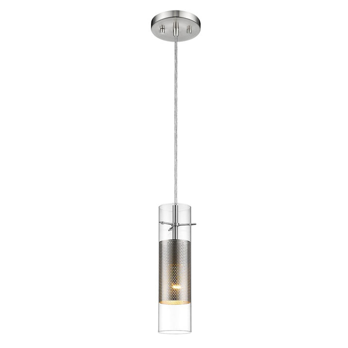 Acclaim Scope 1 Light Pendant, Brushed Nickel/Clear Glass/Mesh