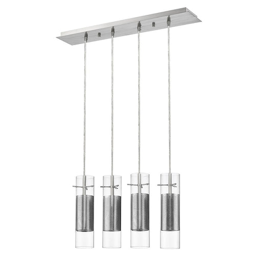 Acclaim Scope 4 Light Pendant, Brushed Nickel/Clear Glass/Mesh
