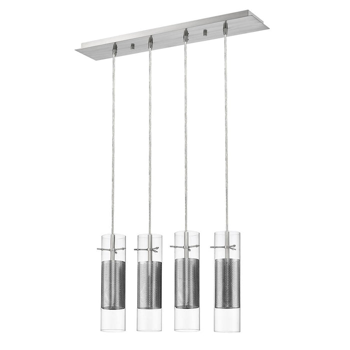 Acclaim Scope 4 Light Pendant, Brushed Nickel/Clear Glass/Mesh