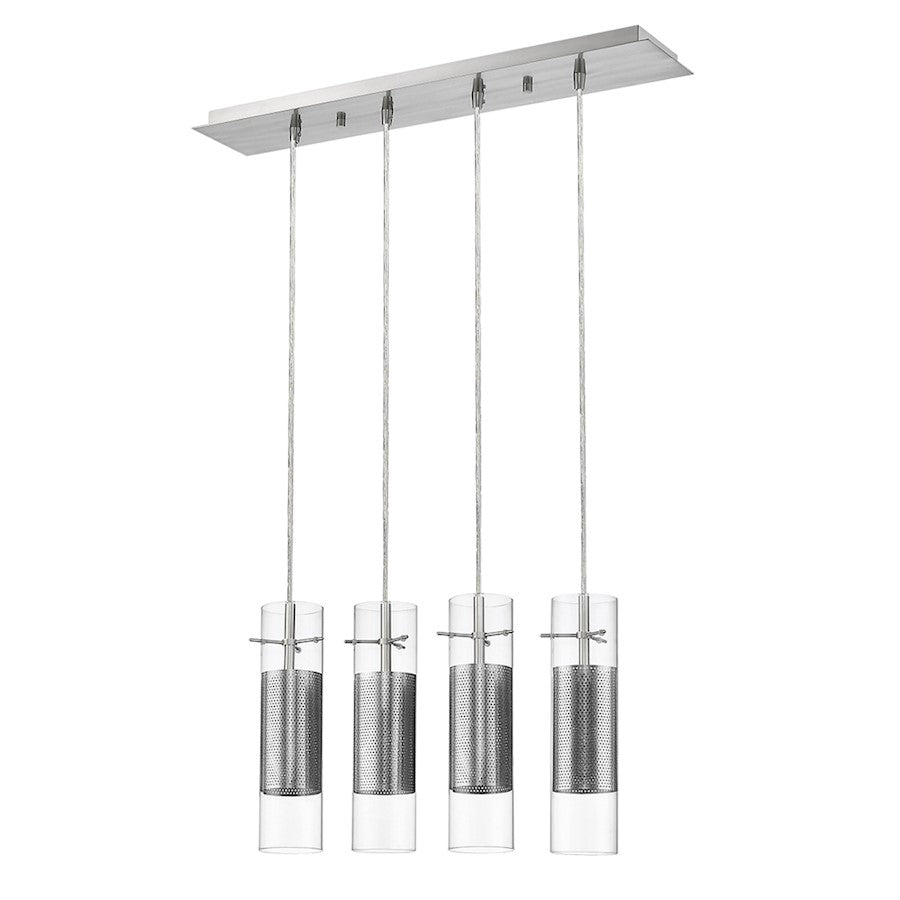 Acclaim Scope 4 Light Pendant, Brushed Nickel/Clear Glass/Mesh