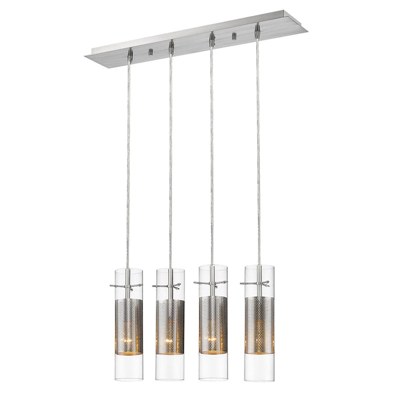 Acclaim Scope 4 Light Pendant, Brushed Nickel/Clear Glass/Mesh