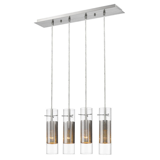 Acclaim Scope 4 Light Pendant, Brushed Nickel/Clear Glass/Mesh