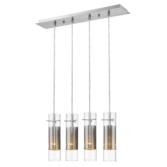 Acclaim Scope 4 Light Pendant, Brushed Nickel/Clear Glass/Mesh