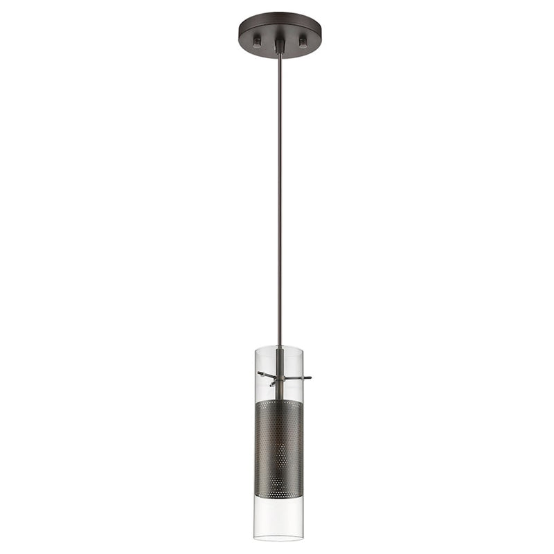 Acclaim Scope 1 Light Pendant, Antique Bronze/Clear Glass/Mesh