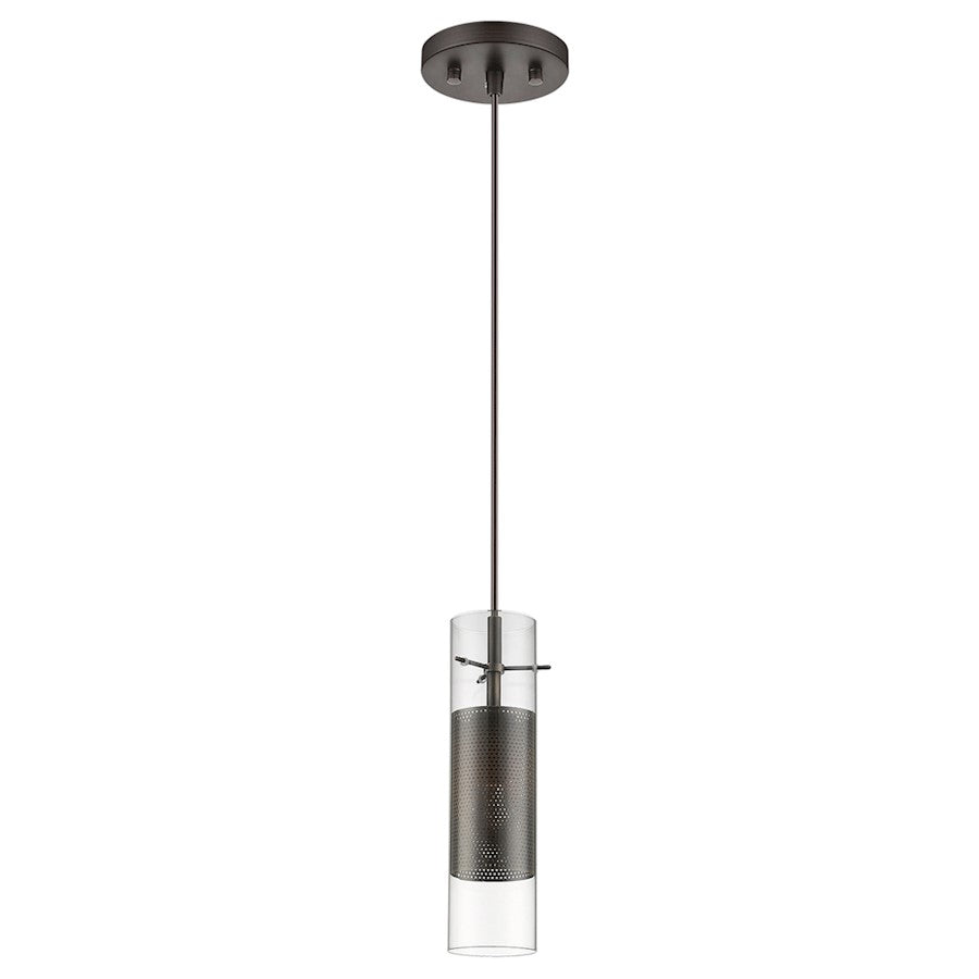Acclaim Scope 1 Light Pendant, Antique Bronze/Clear Glass/Mesh
