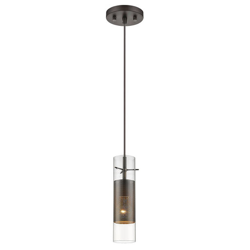 Acclaim Scope 1 Light Pendant, Antique Bronze/Clear Glass/Mesh